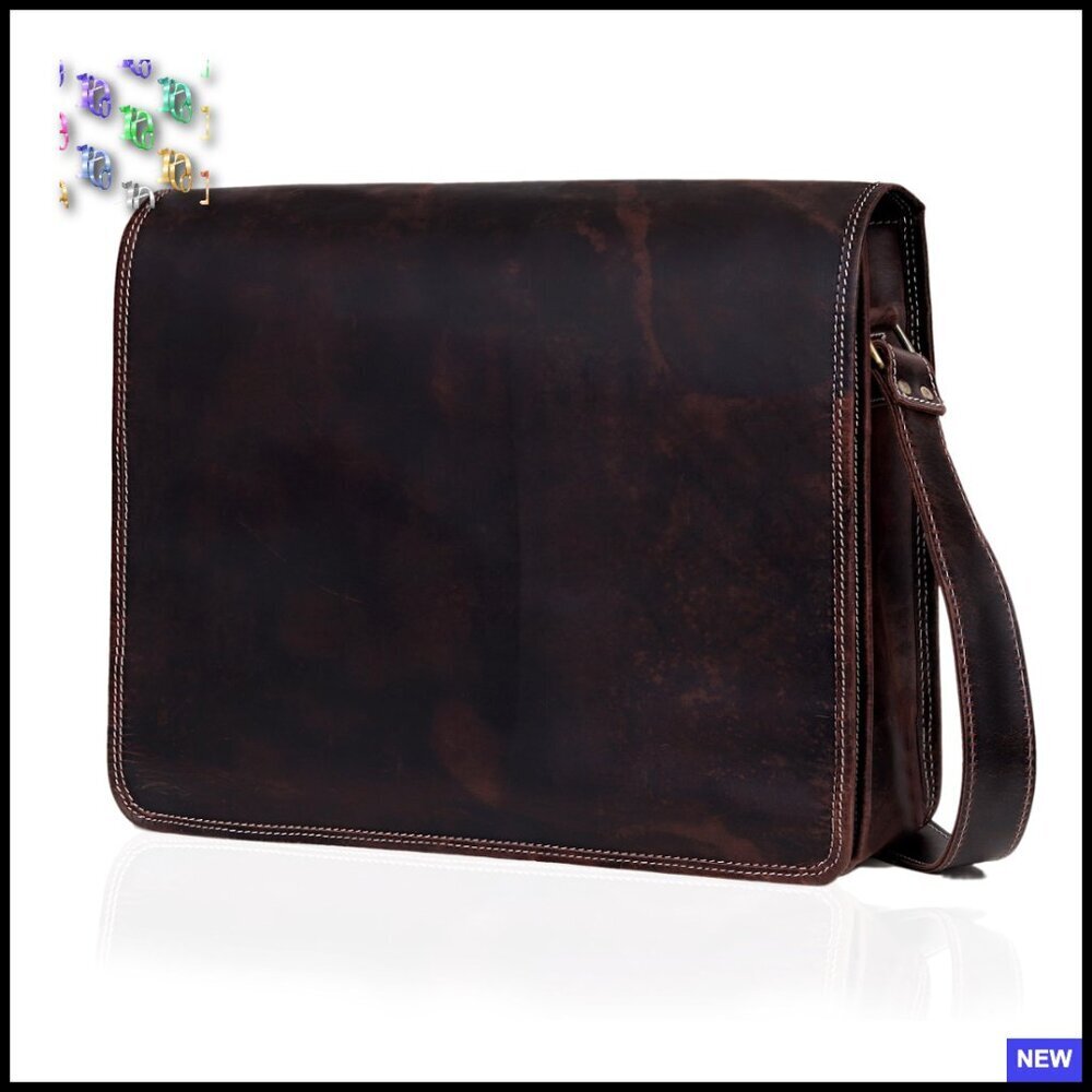 Genuine Leather Crossbody Messenger Bag Vintage Distressed Tablet Purse Satchel